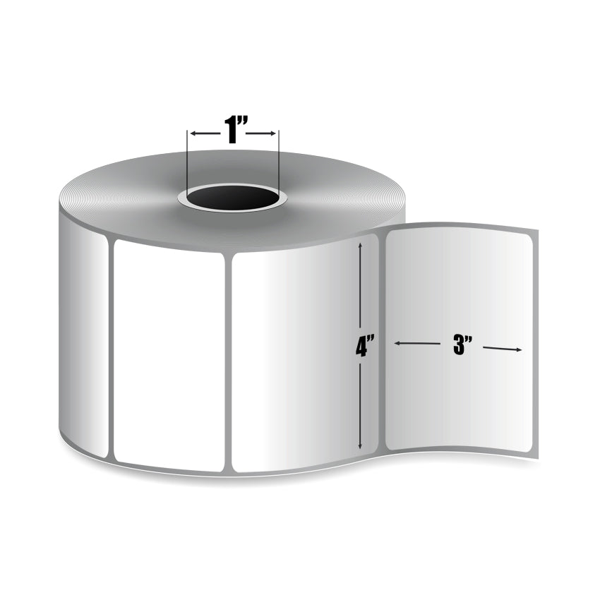 Zebra PolyPro 3000T — Étiquettes Polypropylène Transfert Thermique 4" × 3" | 500/rouleau | Core 1" Desktop | Ruban requis
