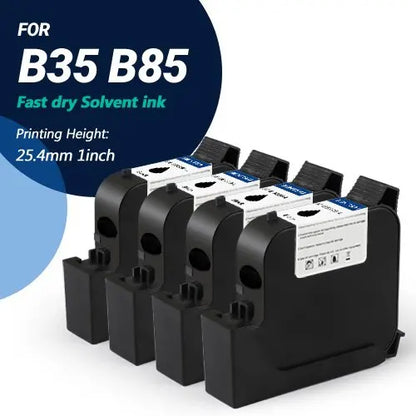 BENTSAI EB22B-L Black Original Solvent Online Fast Dry Ink Cartridge for B85 B35 Handheld Printer - 4 Packs