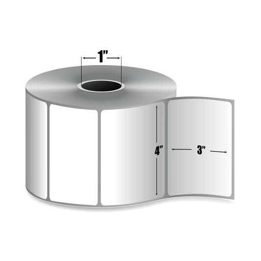 Zebra PolyPro 3000T — Étiquettes Polypropylène Transfert Thermique 4" × 3" | 500/rouleau | Core 1" Desktop | Ruban requis