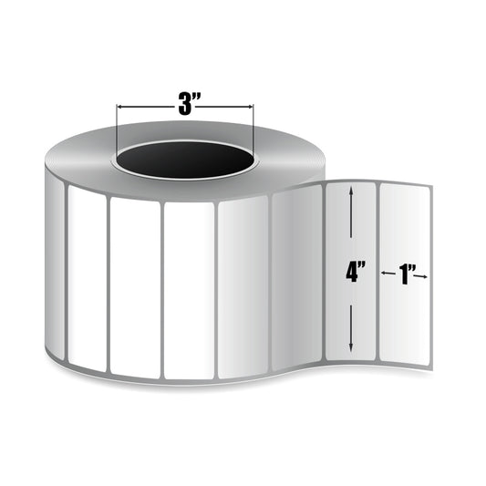 Étiquettes Polypropylène Thermiques Directes Congélateur 4" × 1" | 5 440/rouleau | Core 3" Industriel | Sans Ruban