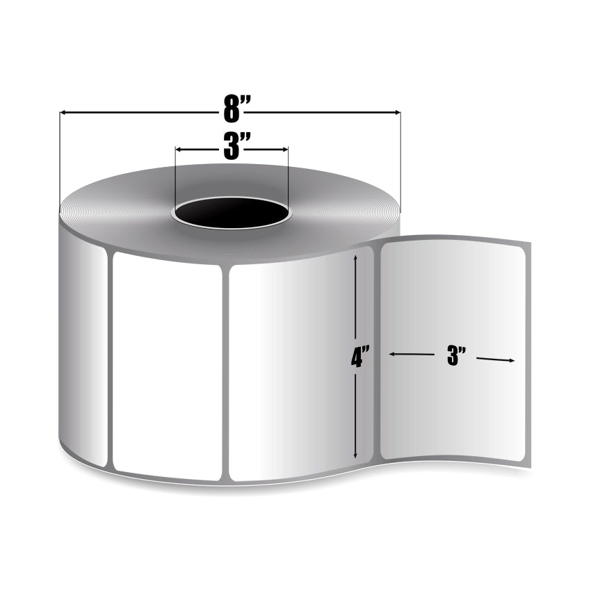 Étiquettes Polypropylène Thermiques Directes Congélateur 4" × 3" | 1 950/rouleau | Core 3" Industriel | Sans Ruban