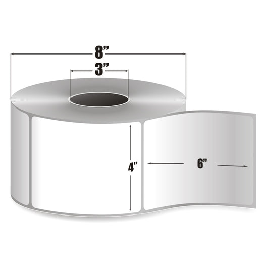 Étiquettes Polypropylène Thermiques Directes Congélateur 4" × 6" | 1 000/rouleau | Core 3" Industriel | Sans Ruban